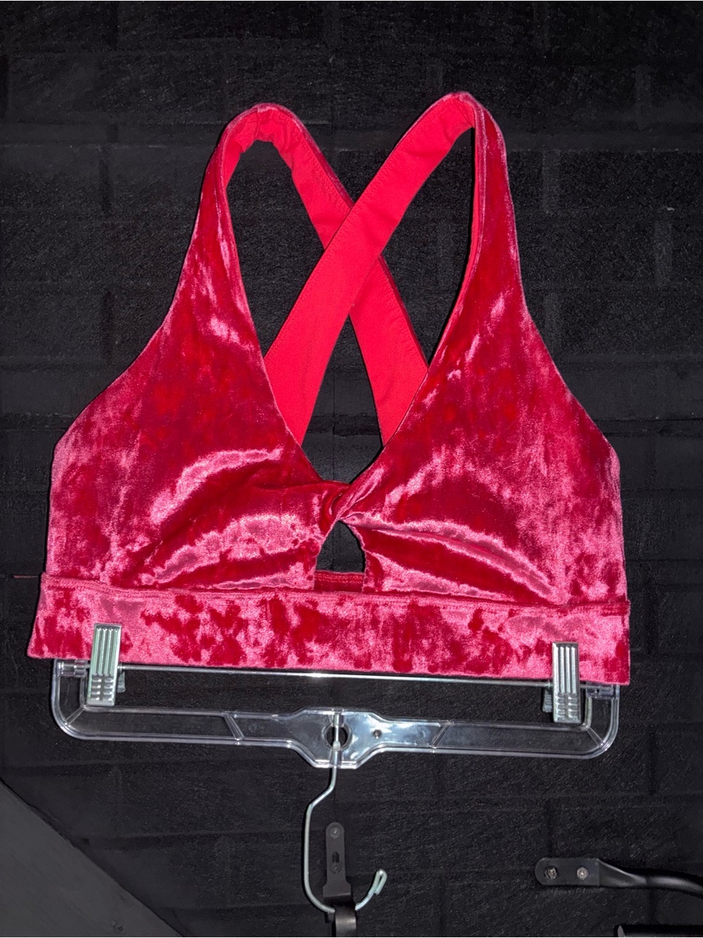 Fabletics Red Velvet Crisscross Sports Bra